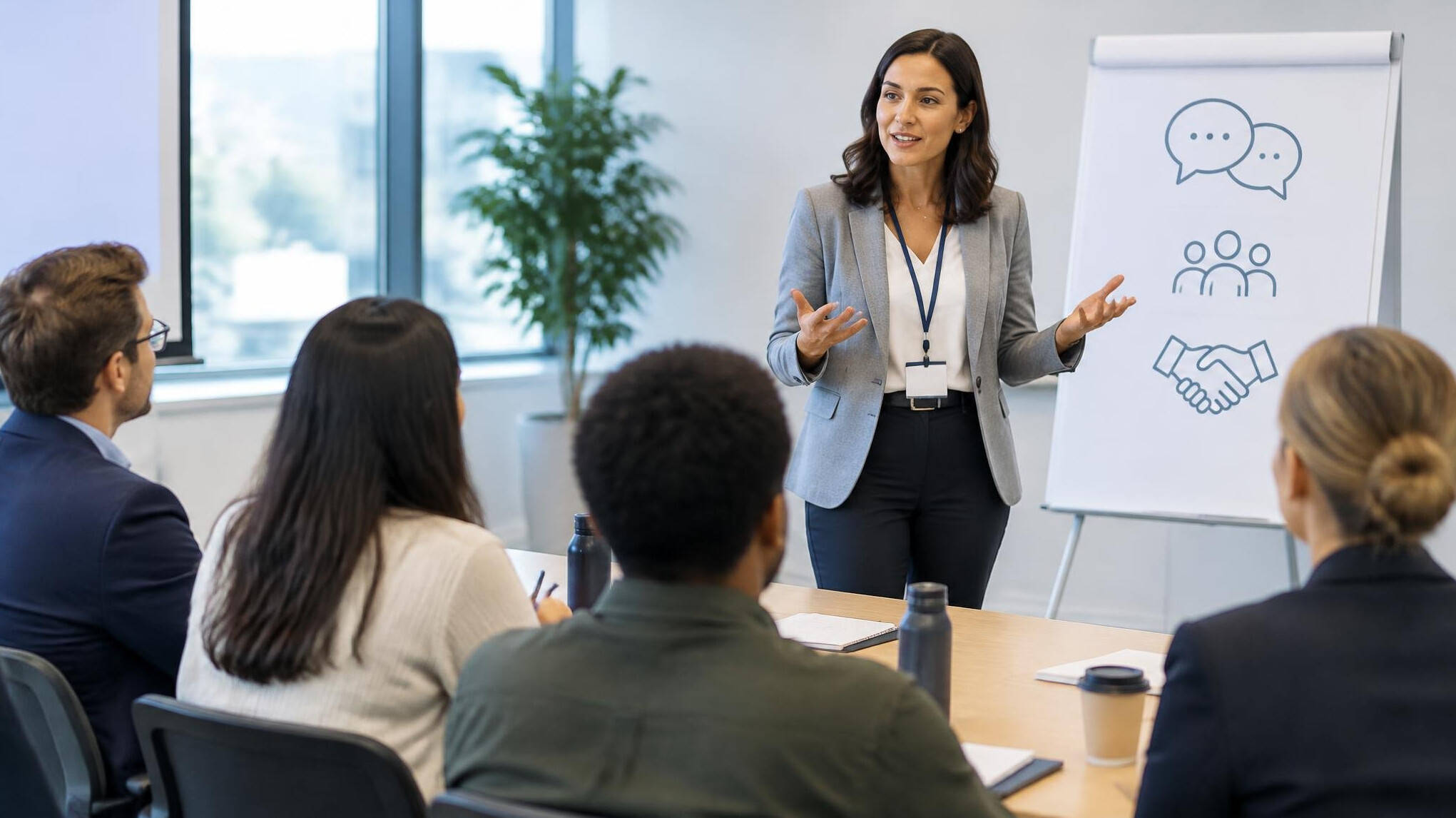 woman leading business workshop