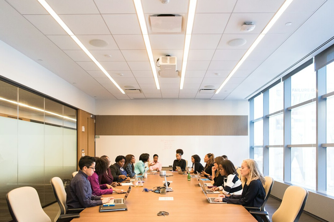team presentation in conference room