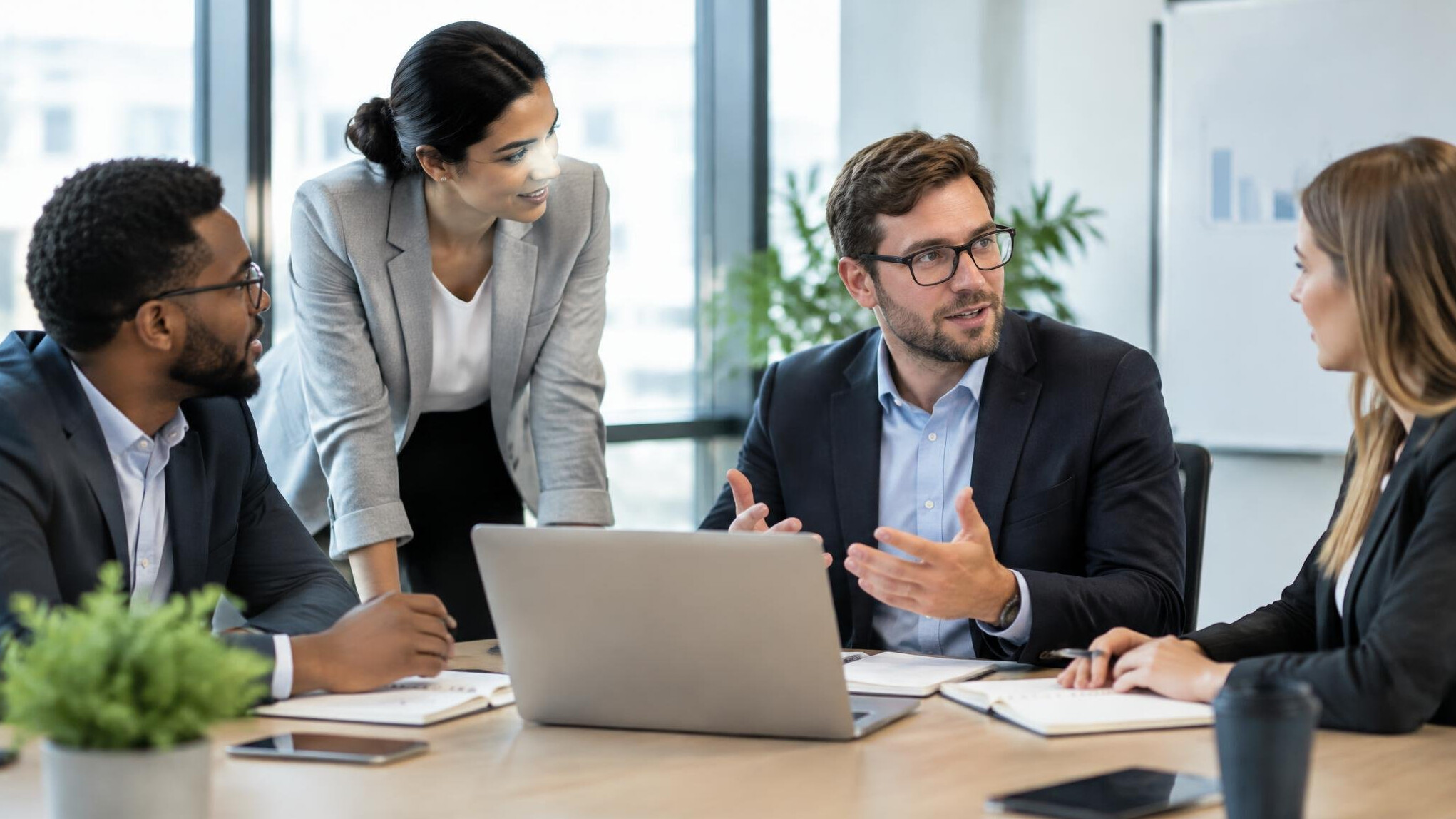 business professionals talking